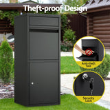 Gardeon Parcel Letterbox Drop Box Package Mailbox Black - 45-Degree Angle