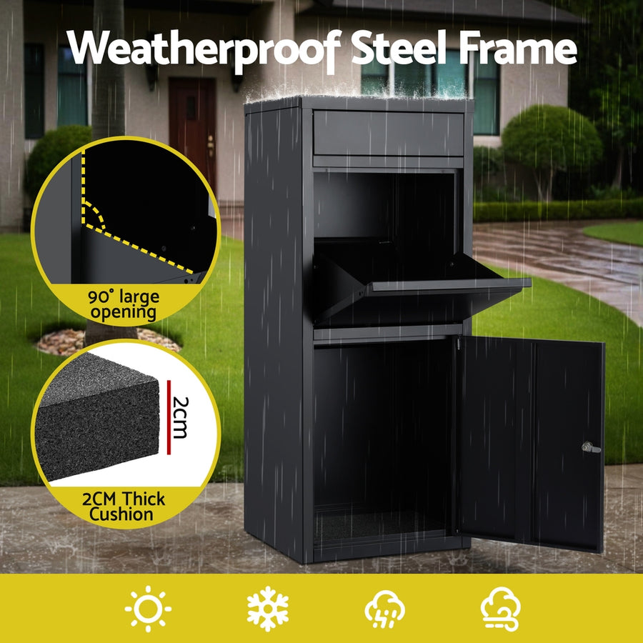Gardeon Parcel Letterbox Drop Box Package Mailbox Black, image 6