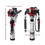 Giantz Petrol Post Driver 2-Stroke 55CC Rammer Pile Star Picket Fence Hole Red - Front View