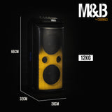 M&B Portable Splash Proof 120W Bluetooth Party Speaker with Karaoke Microphone, IPX4, TWS Pairing, Multi-Input, Lithium Battery, RGB, USB Charging - Rear View