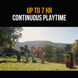 M&B Portable Splash Proof 120W Bluetooth Party Speaker with Karaoke Microphone, IPX4, TWS Pairing, Multi-Input, Lithium Battery, RGB, USB Charging - Close-Up Angle