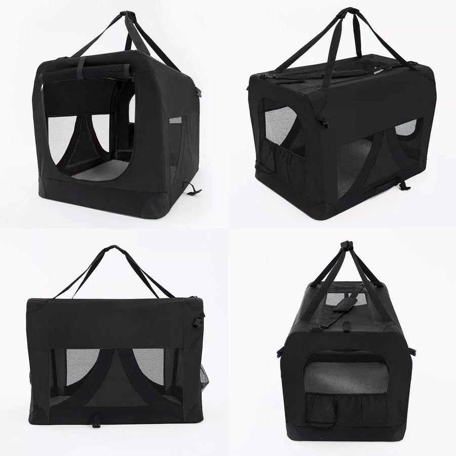 L Portable Soft Dog Crate - BLACK