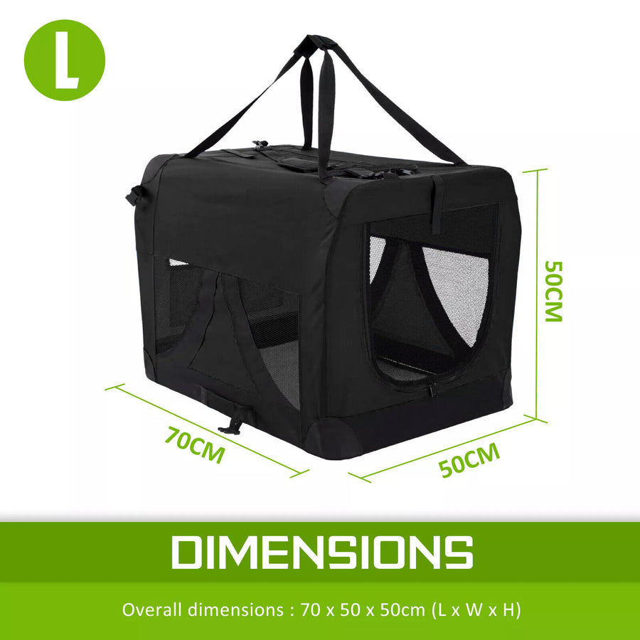L Portable Soft Dog Crate - BLACK