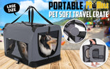 L Portable Soft Dog Crate - GREY - Front View