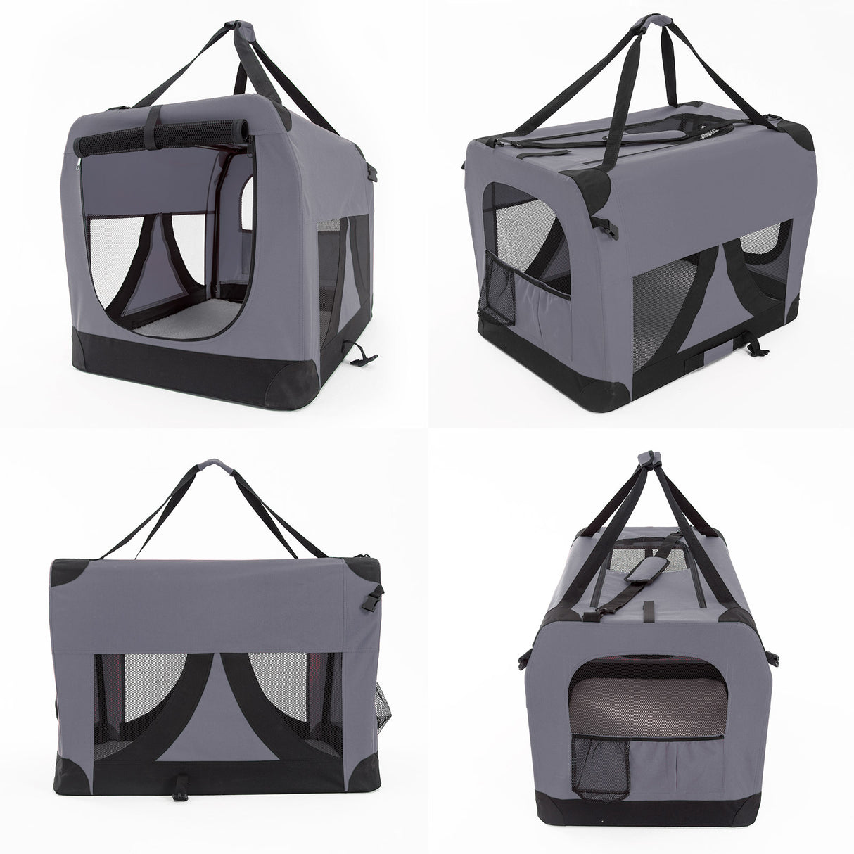L Portable Soft Dog Crate - GREY