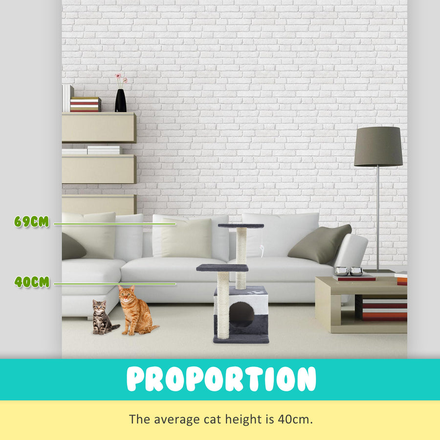 69cm Cat Tree Scratcher MONO - GREY