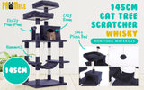 145cm Cat Tree Scratcher WHISKY - GREY - Front View