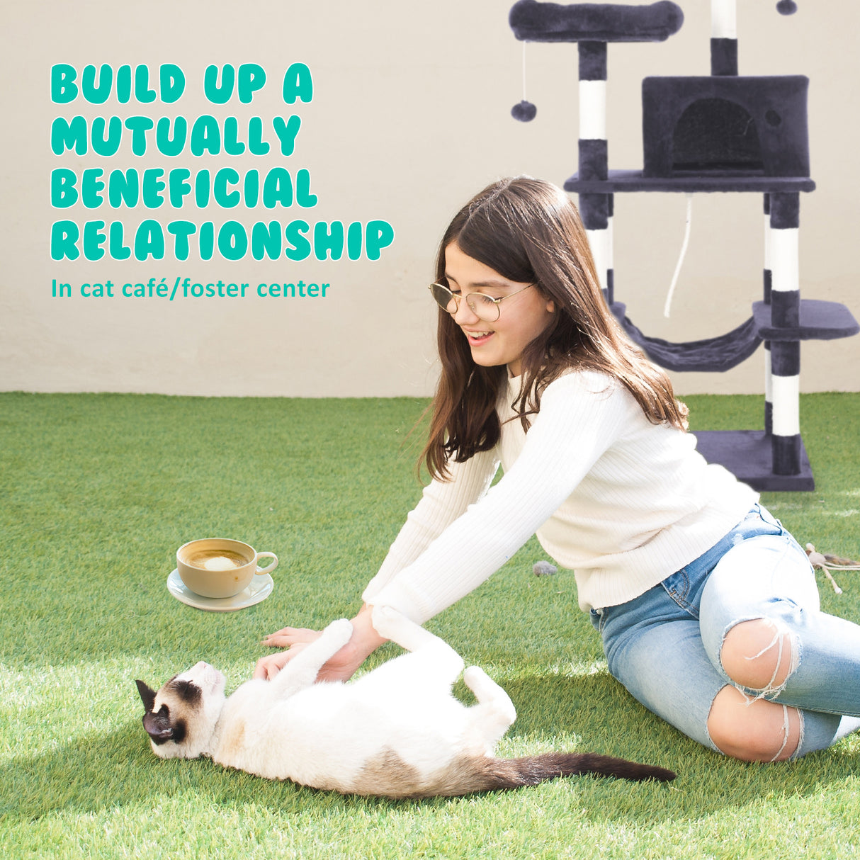 145cm Cat Tree Scratcher WHISKY - GREY