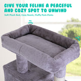 143cm Cat Tree Scratcher CATOPIA - GREY - Rear View