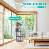 143cm Cat Tree Scratcher CATOPIA - GREY - Top-Down View