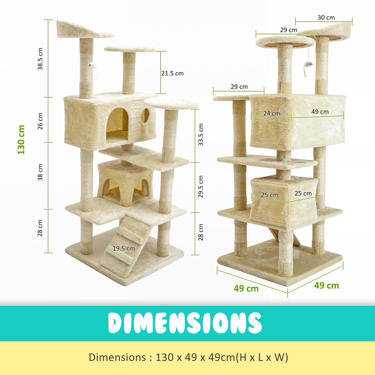 130cm Cat Tree Scratcher SOHO - BEIGE
