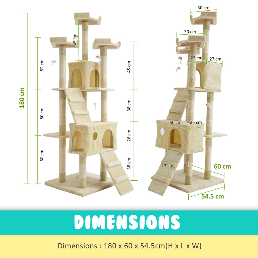 180cm Cat Tree Scratcher JUMBO - BEIGE