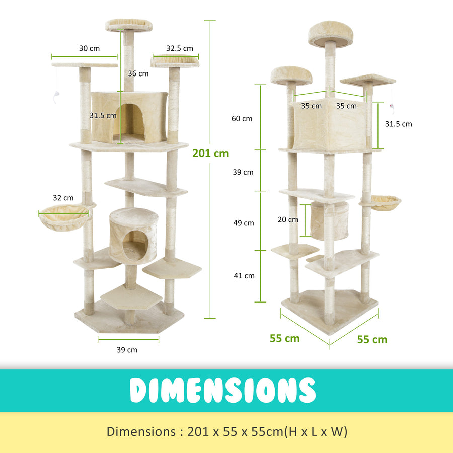 201cm Cat Tree Scratcher PARALA - BEIGE