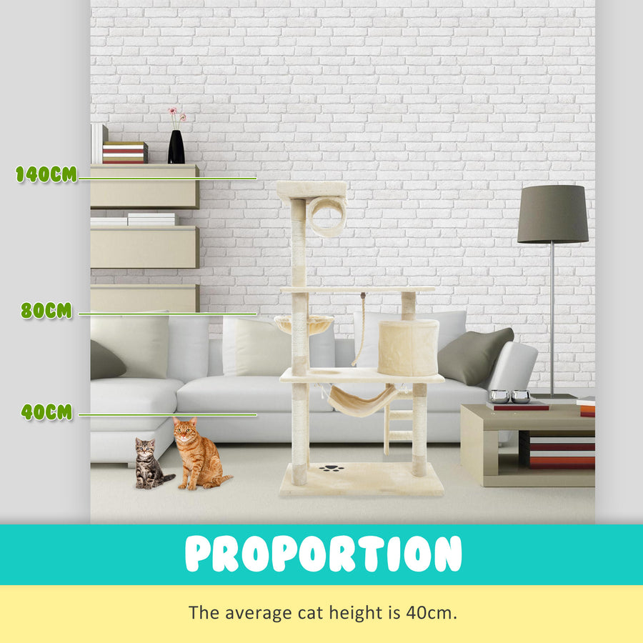 140cm Cat Tree Scratcher MAPLE - BEIGE