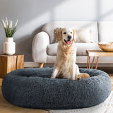 i.Pet Pet Bed Dog Cat 110cm Calming Extra Large Soft Plush Dark Grey - Close-Up Angle