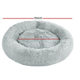 i.Pet Pet Bed Dog Cat 110cm Calming Extra Large Soft Plush Light Grey - Front View