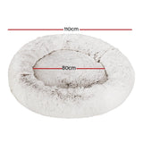 i.Pet Pet Bed Dog Cat 110cm Calming Extra Large Soft Plush White Brown - Front View