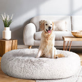i.Pet Pet Bed Dog Cat 110cm Calming Extra Large Soft Plush White Brown - Low Angle