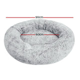 i.Pet Pet Bed Dog Cat 90cm Large Calming Soft Plush Light Charcoal - Front View