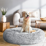 i.Pet Pet Bed Dog Cat 90cm Large Calming Soft Plush Light Charcoal - Close-Up Angle