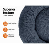 i.Pet Pet Bed Dog Cat 90cm Large Calming Soft Plush Bed Dark Grey - Side View