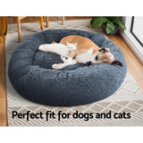 i.Pet Pet Bed Dog Cat 90cm Large Calming Soft Plush Bed Dark Grey - Rear View