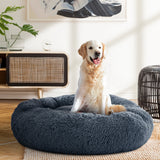 i.Pet Pet Bed Dog Cat 90cm Large Calming Soft Plush Bed Dark Grey - Close-Up Angle