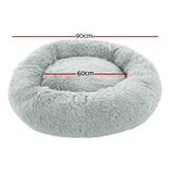 i.Pet Pet Bed Dog Cat 90cm Large Calming Soft Plush Light Grey - Front View