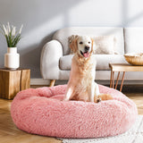 i.Pet Pet Bed Dog Cat 90cm Large Calming Soft Plush Pink - Close-Up Angle