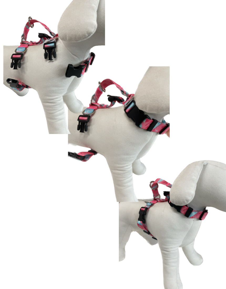 Double-Lined Straps Harness L - NEON CAROL-PINK