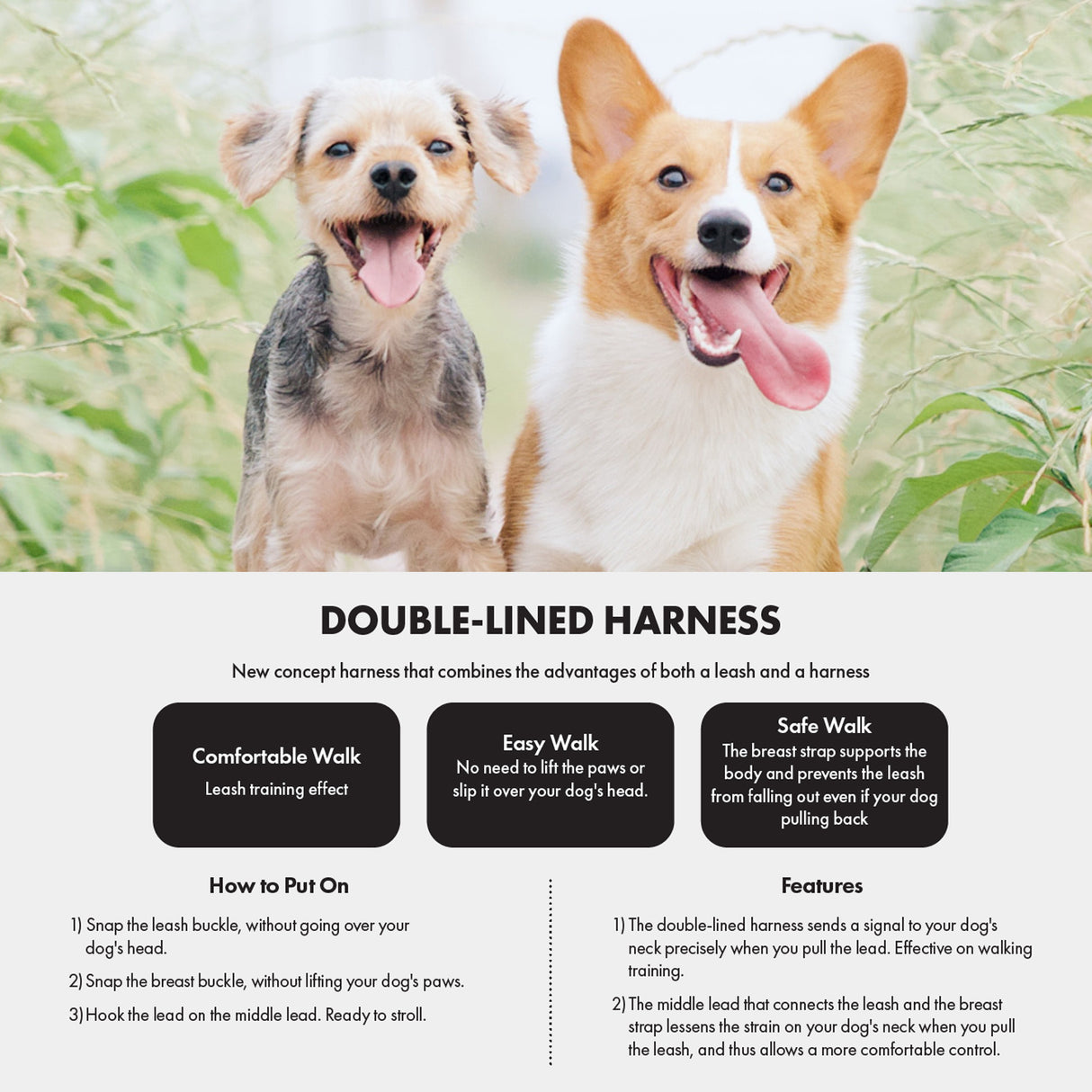 Double-Lined Straps Harness M - SWEET GREEN