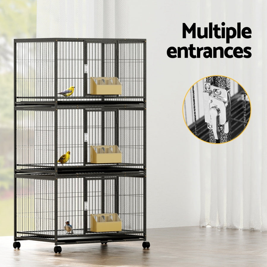 i.Pet Bird Cage Large Bird Cages Aviary Budgie Perch Cage Parrot Pet Stand Wheels, image 4