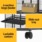 i.Pet Bird Cage Large Bird Cages Aviary Budgie Perch Cage Parrot Pet Stand Wheels, image 6