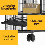 i.Pet Bird Cage Large Bird Cages Aviary Budgie Perch Cage Parrot Pet Stand Wheels - Rear View