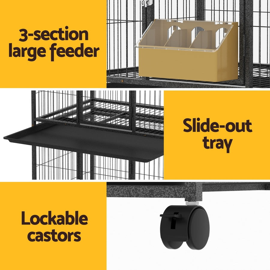 i.Pet Bird Cage Large Bird Cages Aviary Budgie Perch Cage Parrot Pet Stand Wheels, image 6