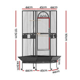 i.Pet Bird Cage Large Jumbo Aviary Budgie Perch Cage Parrot Stand Wheels Corner - Front View