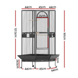 i.Pet Bird Cage Large Jumbo Aviary Budgie Perch Cage Parrot Stand Wheels Corner - Front View