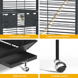 i.Pet Bird Cage Large Jumbo Aviary Budgie Perch Cage Parrot Stand Wheels Corner - Rear View