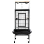 i.Pet large wrought iron bird cage aviary on wheels, black, large access door