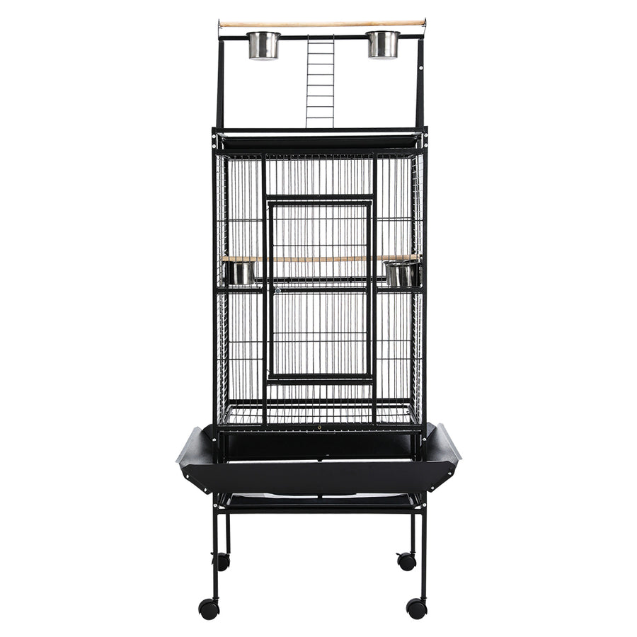 i.Pet large wrought iron bird cage aviary on wheels, black, large access door