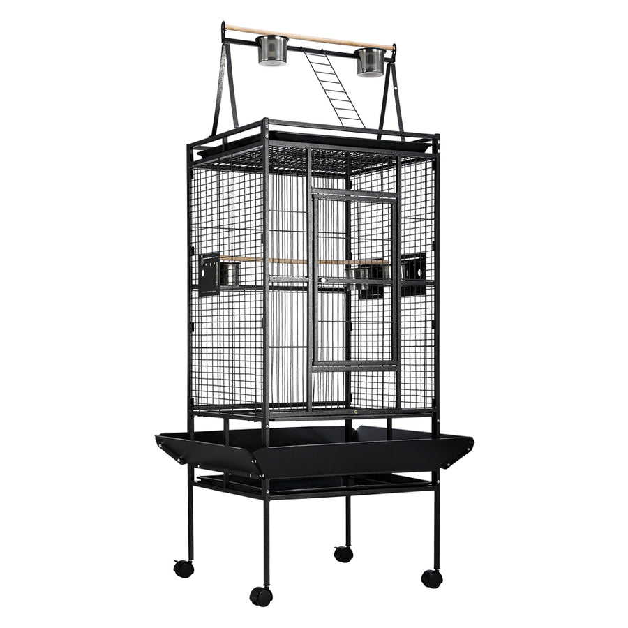 i.Pet large wrought iron bird cage aviary on wheels, black, image 7