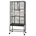i.Pet 176cm 3-Tier Large Bird Cage Aviary with Ladder Parrot Budgie Wheels Black