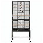 i.Pet 176cm 3-Tier Large Bird Cage Aviary with Ladder Parrot Budgie Wheels Black