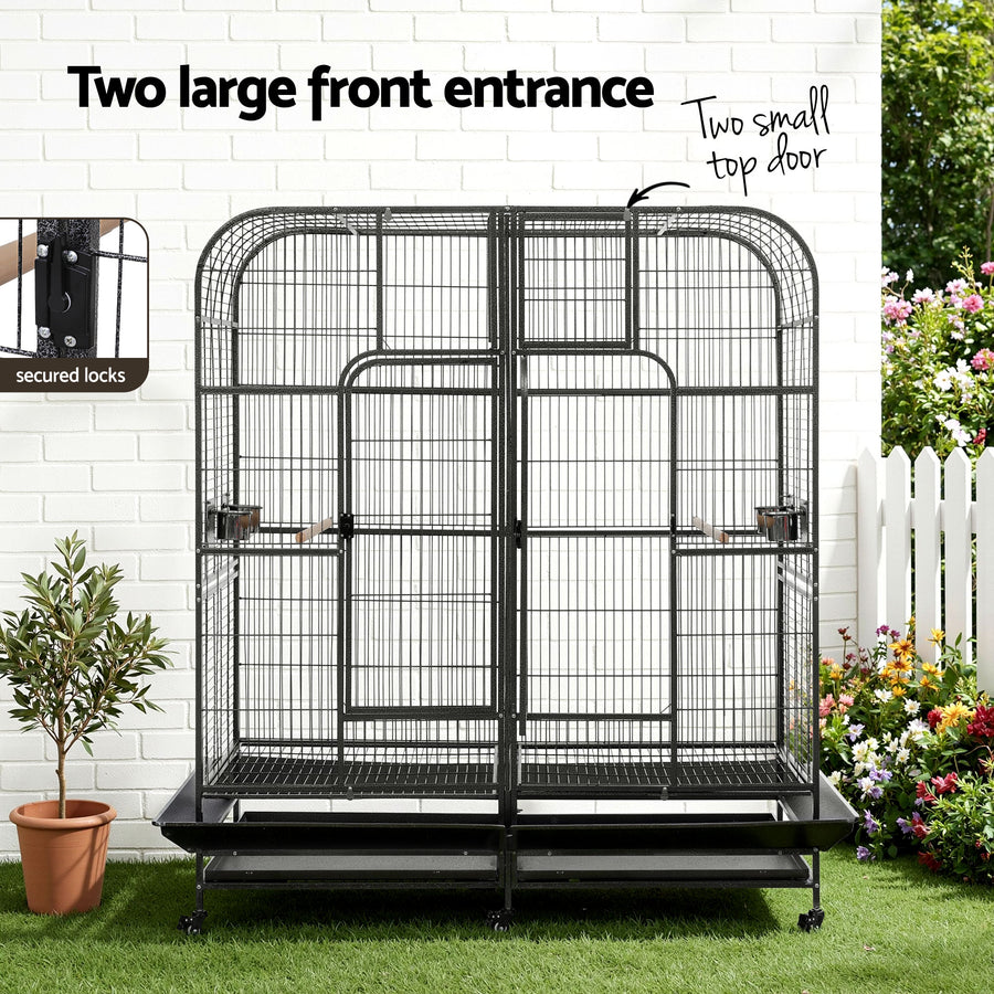 i.Pet Bird Cage Extra Large Aviary 185cm Pet Parrot Cage Castor Wheel Removable Divider