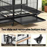 i.Pet Bird Cage Extra Large Aviary 185cm Pet Parrot Cage Castor Wheel Removable Divider - Rear View