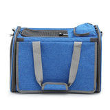 i.Pet Pet Carrier Bag Foldable Dog Cat Durable Crate Travel Cage Portable Car Kennel Blue - Side View