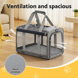 i.Pet Pet Carrier Bag Foldable Dog Cat Durable Crate Travel Cage Portable Car Kennel Grey - Top-Down View