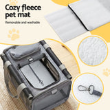 i.Pet Pet Carrier Bag Foldable Dog Cat Durable Crate Travel Cage Portable Car Kennel Grey - Rear View
