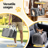 i.Pet Pet Carrier Bag Foldable Dog Cat Durable Crate Travel Cage Portable Car Kennel Grey - Low Angle