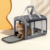 i.Pet Pet Carrier Bag Foldable Dog Cat Durable Crate Travel Cage Portable Car Kennel Grey - Extra Image